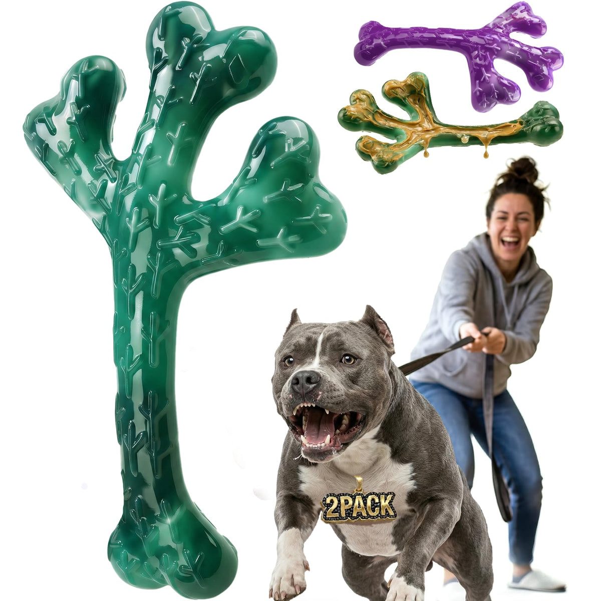 Frienhund Tough Dog Toys for Aggressive Chewers 3 Pack, Indestructible Dog Toys for Large Dogs, Dog Chew Toys, Aggressive Chew Toys to Keep Them Busy, Dog Toy for 30-75lbs Medium/Large Breeds