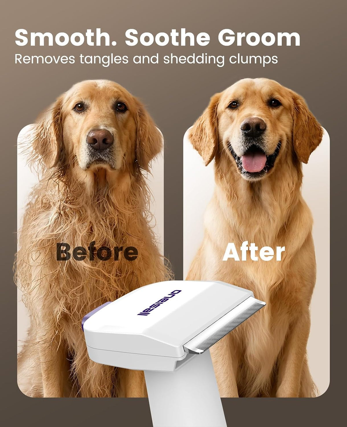 oneisall Dog Hair Vacuum Shedding Grooming Brush Kits for Pet Thick Coats