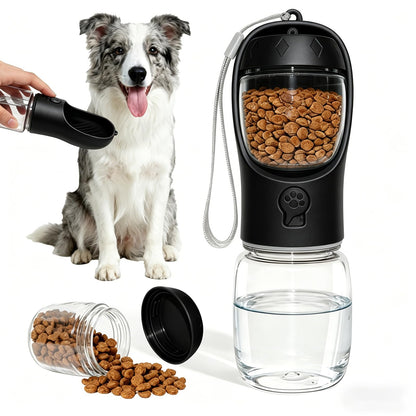Portable Dog Water Bottle with Food Container, Drinking Bottle for Travel