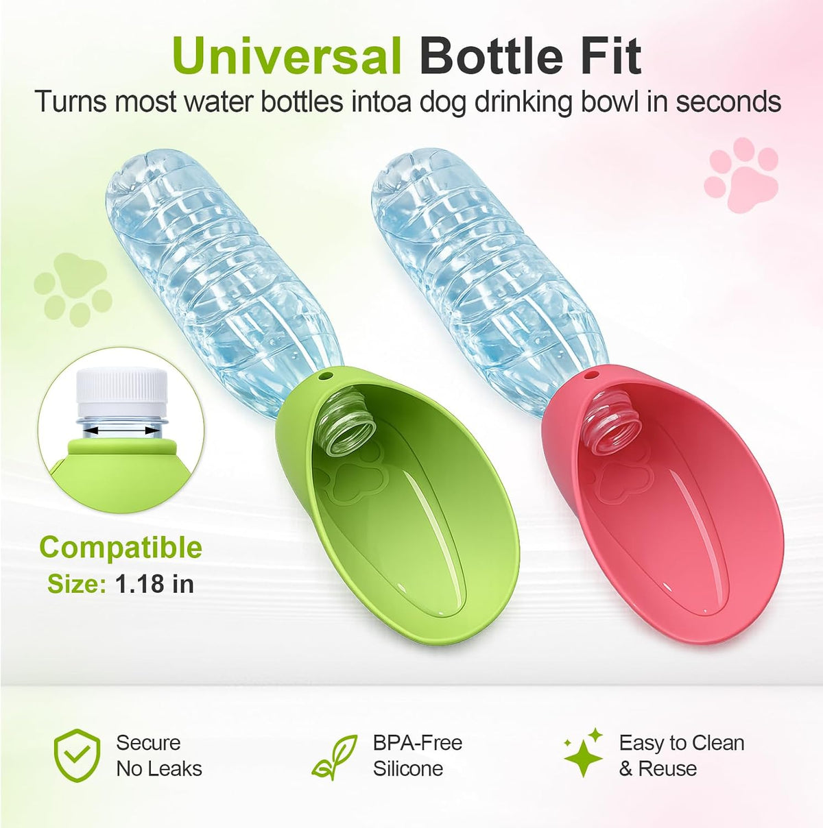 2-Pack Foldable Silicone Dog Water Bowls, Leak-Resistant Travel Bowls