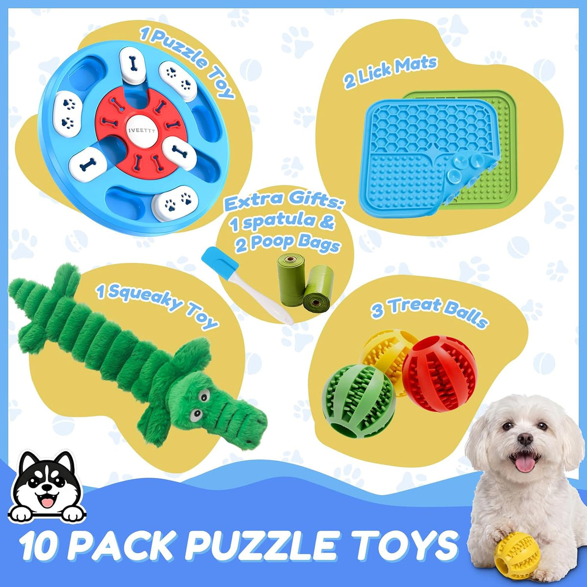 10-Pcs Dog Puzzle Toy for Boredom, Interactive Enrichment Set