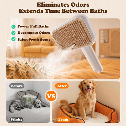 Rorhxia Pet Steam Brush for Dog & Cat, Grooming Slicker Brush for Shedding