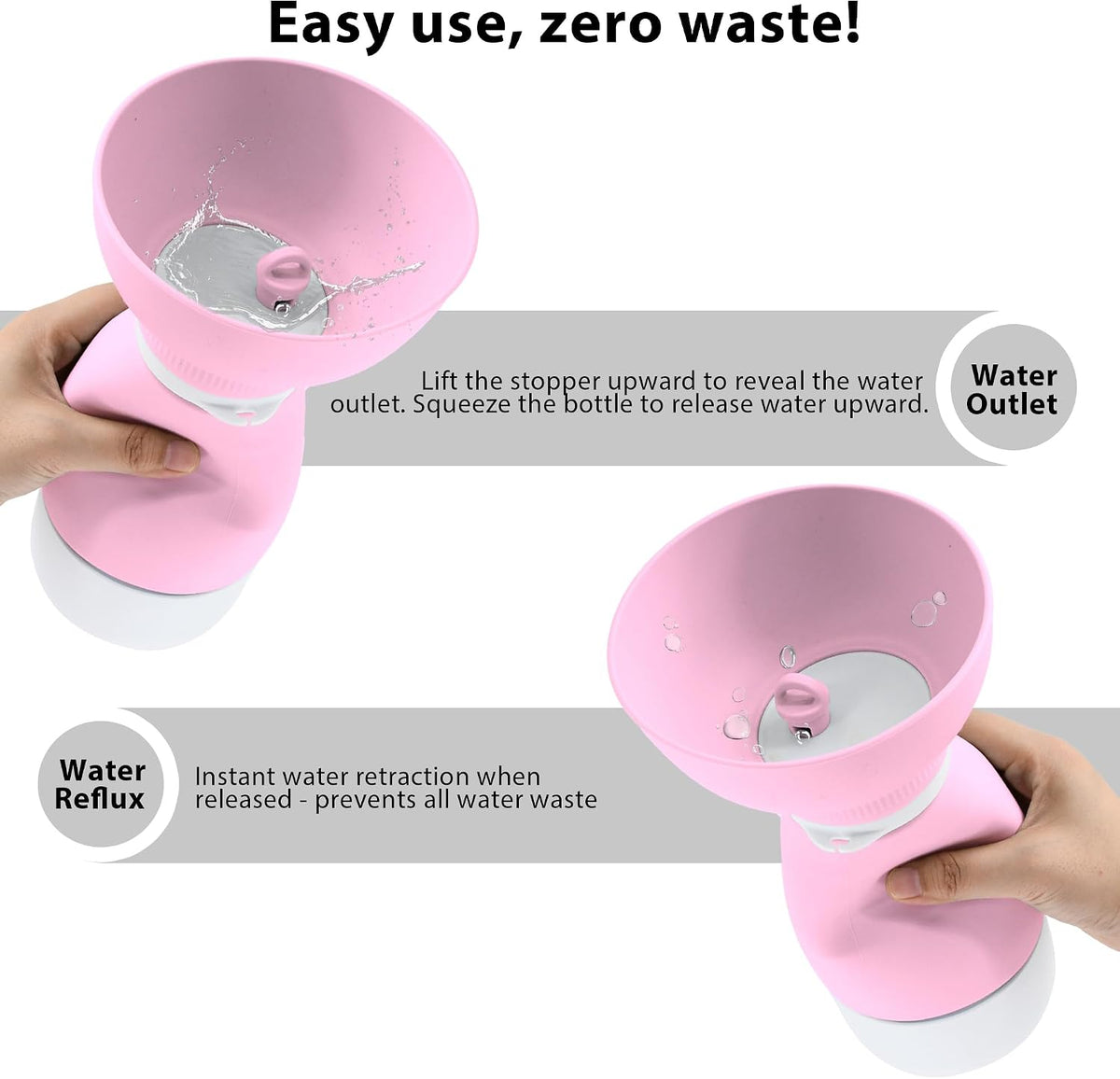 Portable Pet Water Bottle, Travel Water Food Container Pink