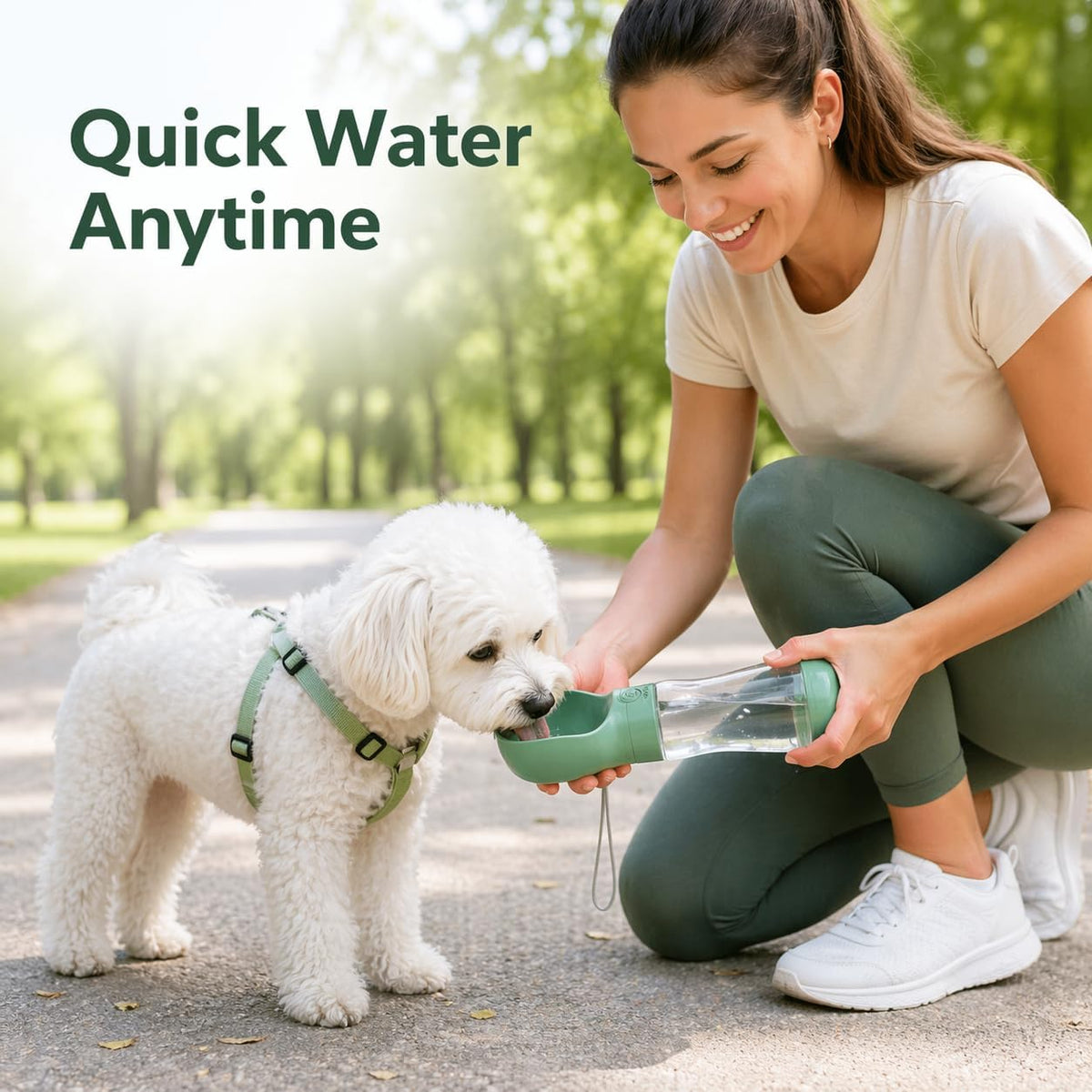 Portable Dog Water Bottle, Leak-Proof Pet Water Dispenser with Food Container, Travel Water Bottle for Dogs, Walking, Hiking & Outdoor Adventures