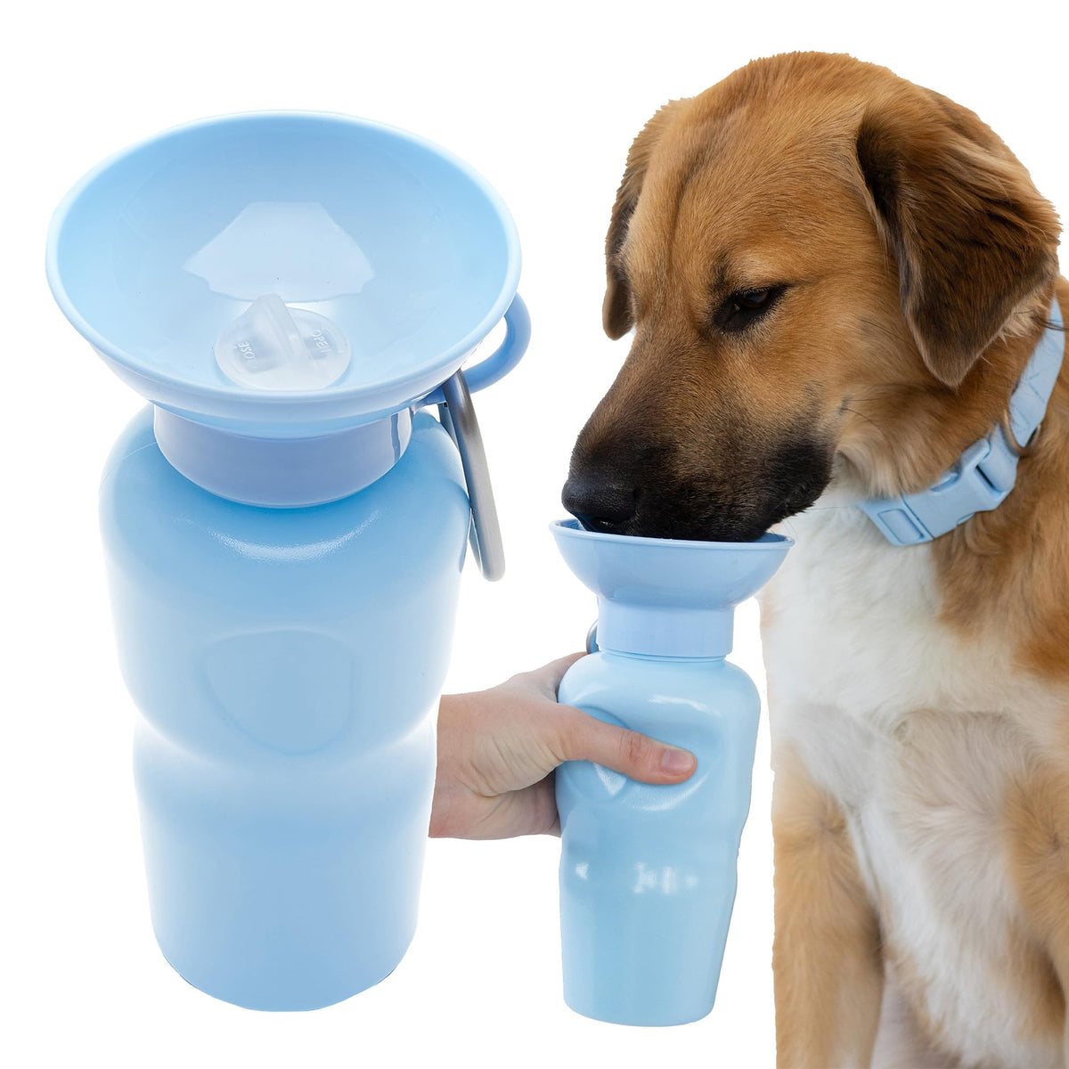 Springland 15oz Classic Portable Dog Water Bottle with Built-in Bowl, Lilac