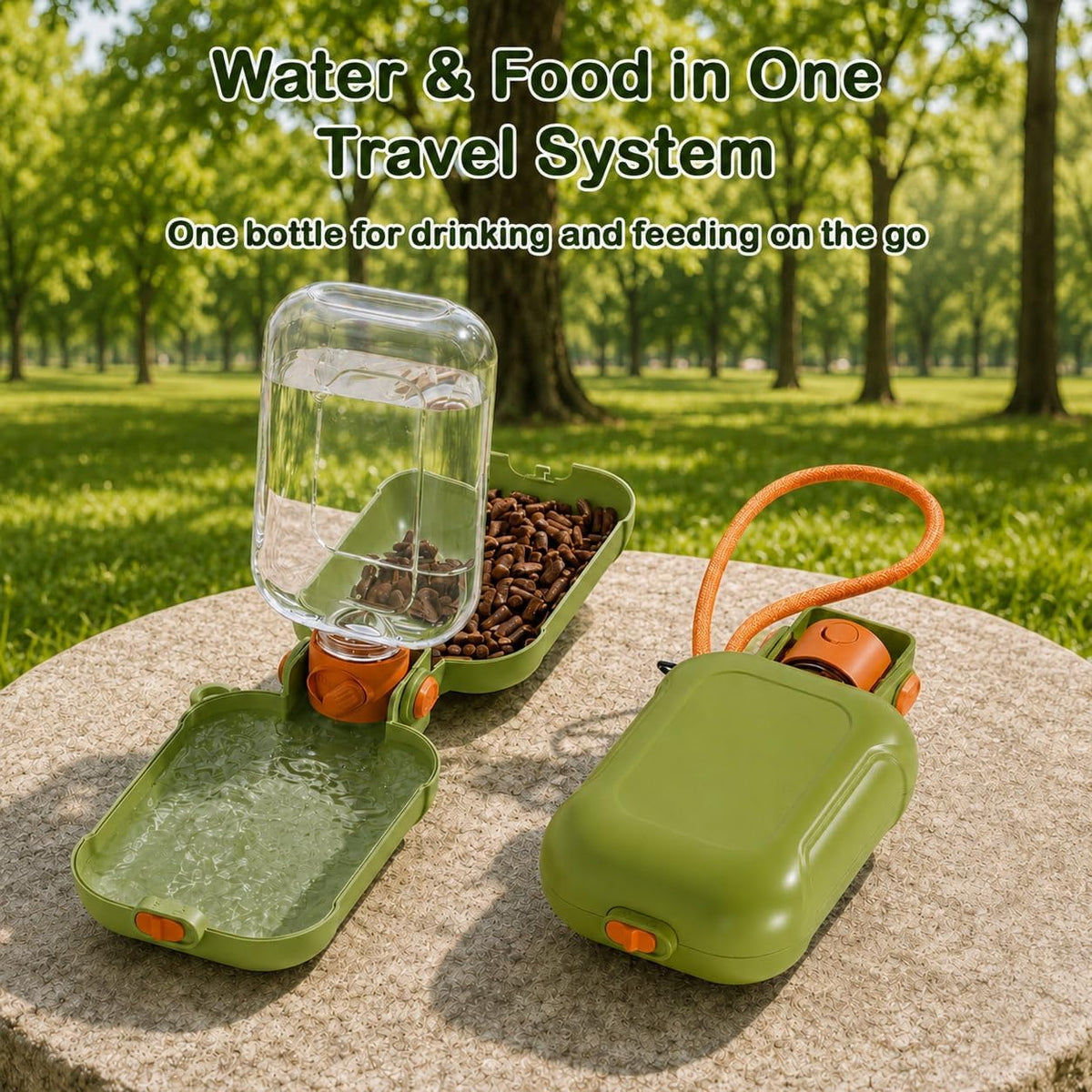 Dog Water Bottle, Puppy Essentials, Collapsible Dog Bowls (Green)
