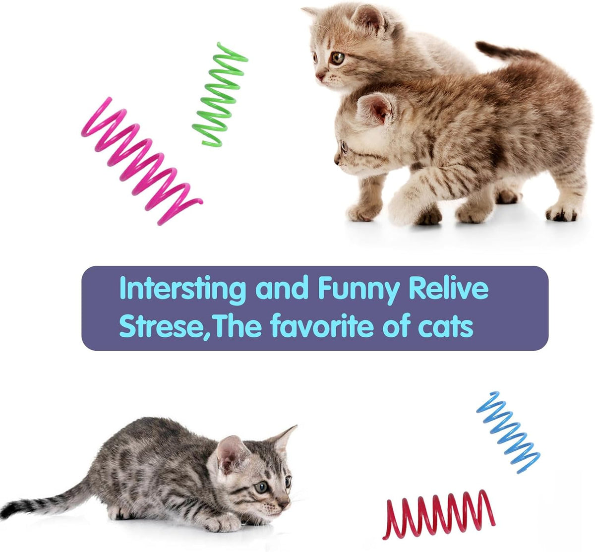 12PCS 12Colors Cat Spring Toys for Indoor Cats