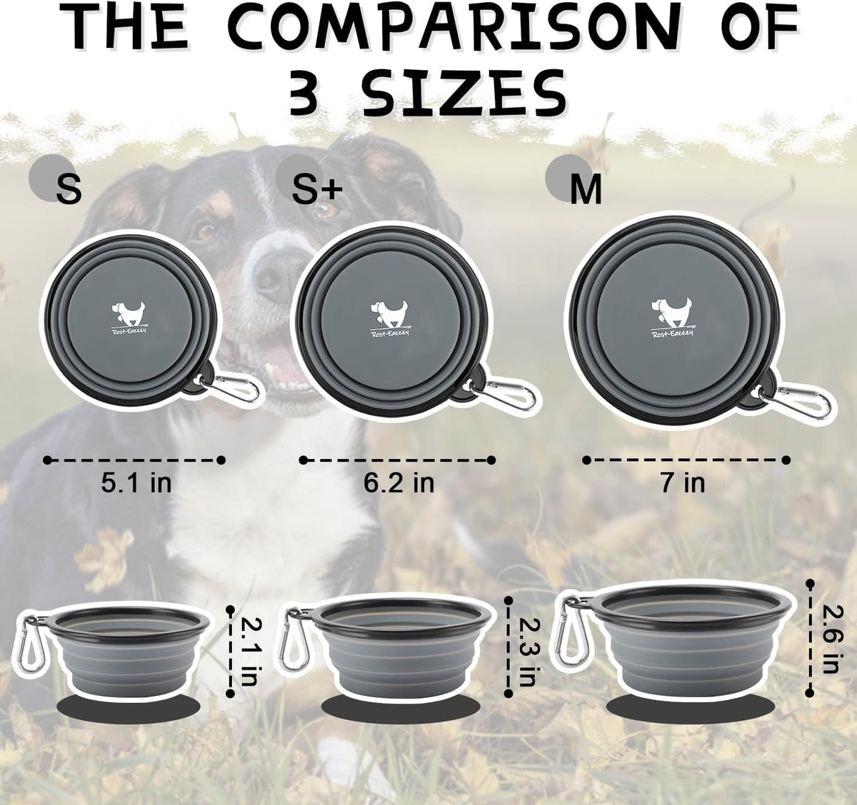 Rest-Eazzzy Collapsible Dog Bowls, 2 Pack Sturdy Portable Dog Water Bowls
