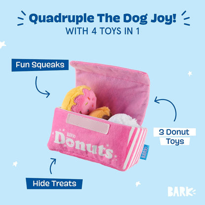 BarkBox Barker's Dozen Donuts 4-in-1 Interactive Plush Dog Toy