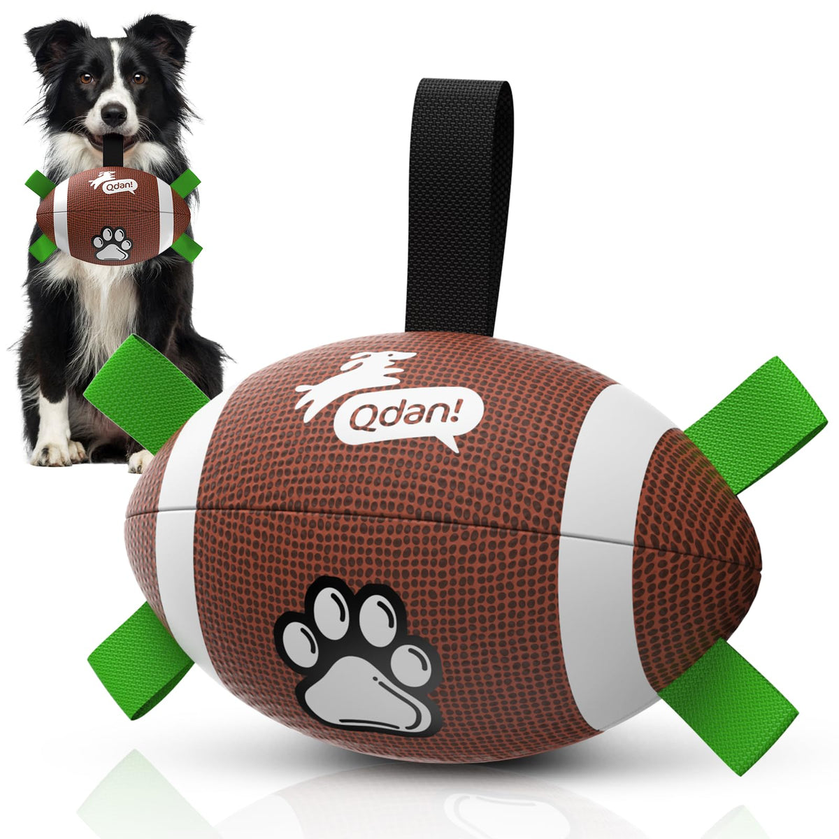 QDAN Dog Toys Dog Balls, 6 Inch Dog Soccer Ball with Straps, Herding Balls