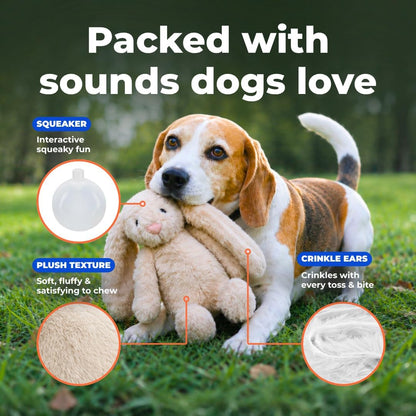 Best Pet Supplies Bunny Buddy Squeaky Plush Dog Toy - Beige, Medium