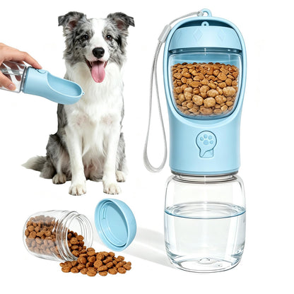 Portable Dog Water Bottle with Food Container, Drinking Bottle for Travel