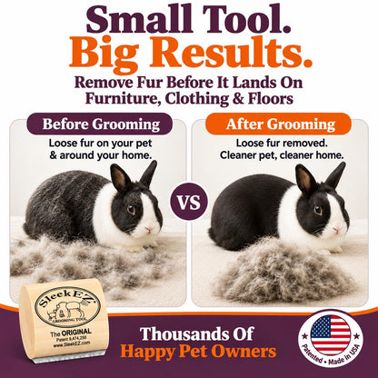 SleekEZ Cat Brush for Shedding - Deshedding Brush for Cats - Patented Grooming Tool for Removing Loose Fur, Undercoat & Hair - Made in USA - Works on Short, Medium & Long Coats