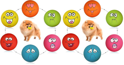 Smile Face Dog Squeaky Toys Soft Latex Squeak Balls for Puppy Small Pet Dogs 6 Pcs/Set