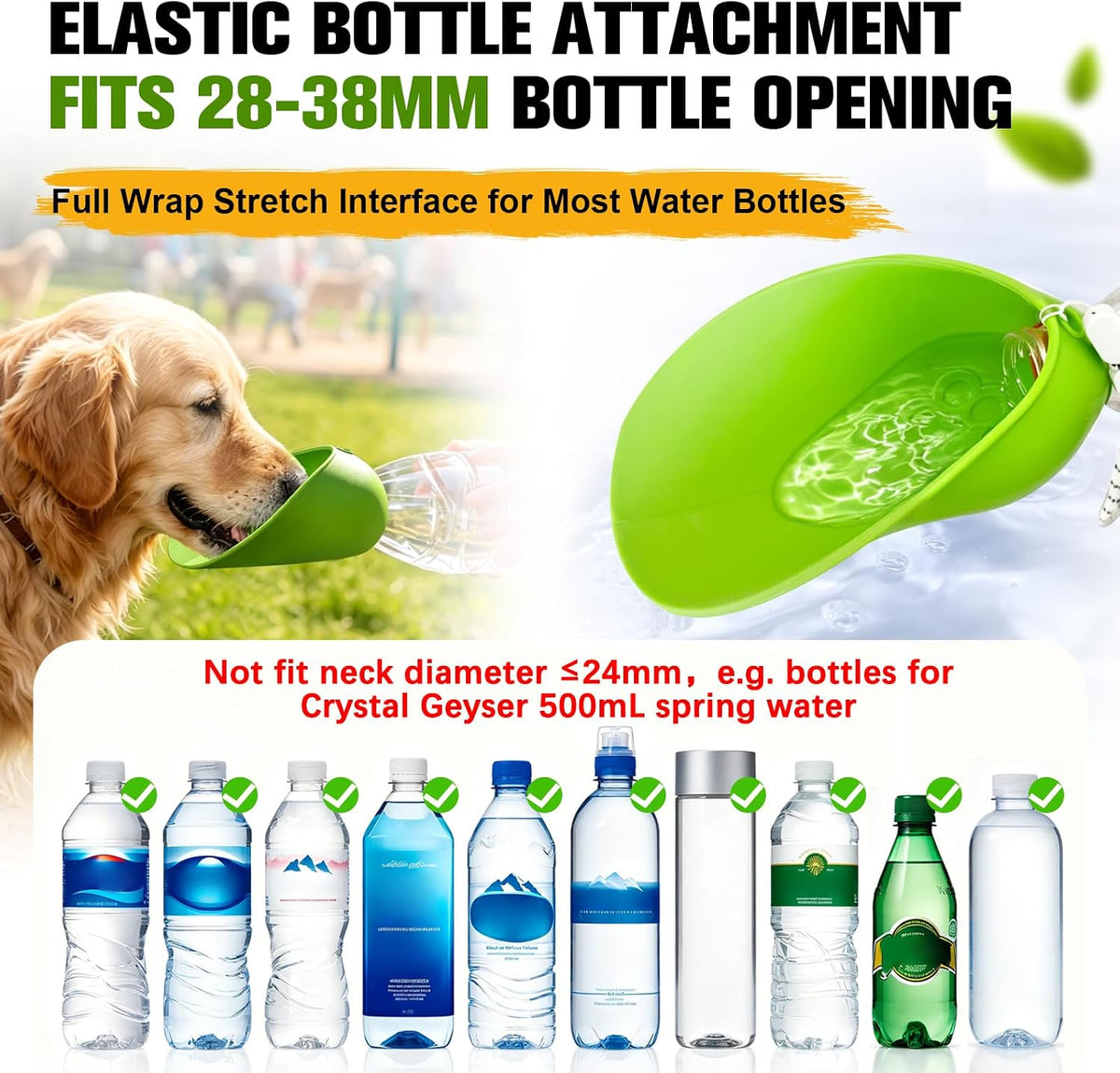 Portable Dog Water Bottle Attachment, Foldable Dog Water Bowl for Walks