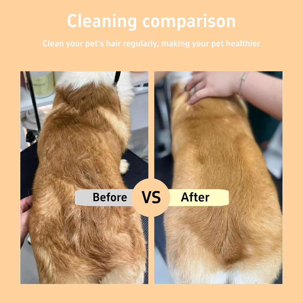 TemApex 2PCS Pet Comb for Dogs & Cats with Long & Short Stainless Steel Metal Teeth for Shedding and Tangles, Self-Cleaning Pet Comb for Dogs and Cats, Comfort and safety