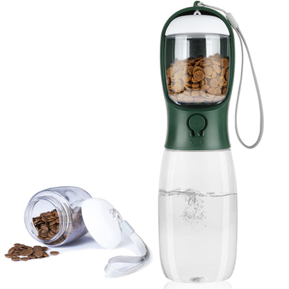 Dog Water Bottle with Food Container, Portable Leak Proof Pet Water Dispenser for Walking Hiking Travel, Puppy Essentials Accessories for Small Large Dogs, Dog Gifts (10oz/15oz/19oz)