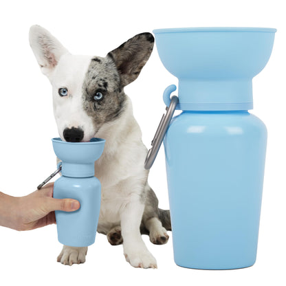 Springer Dog Water Bottle | Portable Travel Drinking Feeder Dispenser for Dogs & Puppies | As Seen on Shark Tank | Leak-Proof Bowl | BPA-Free | Outdoor Walking, Hiking & Travel | 22oz Blue