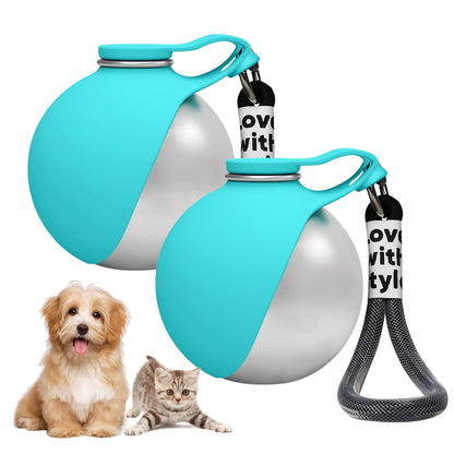 2in1 Portable Dog Water Bottle Portable,10oz Stainless Steel Leak Proof Pet Water Bottle Portable Dog Water Bottle Silicone Bowl,Outdoor Travel Water Bottle for Dogs Walking Hiking Camping, Pink