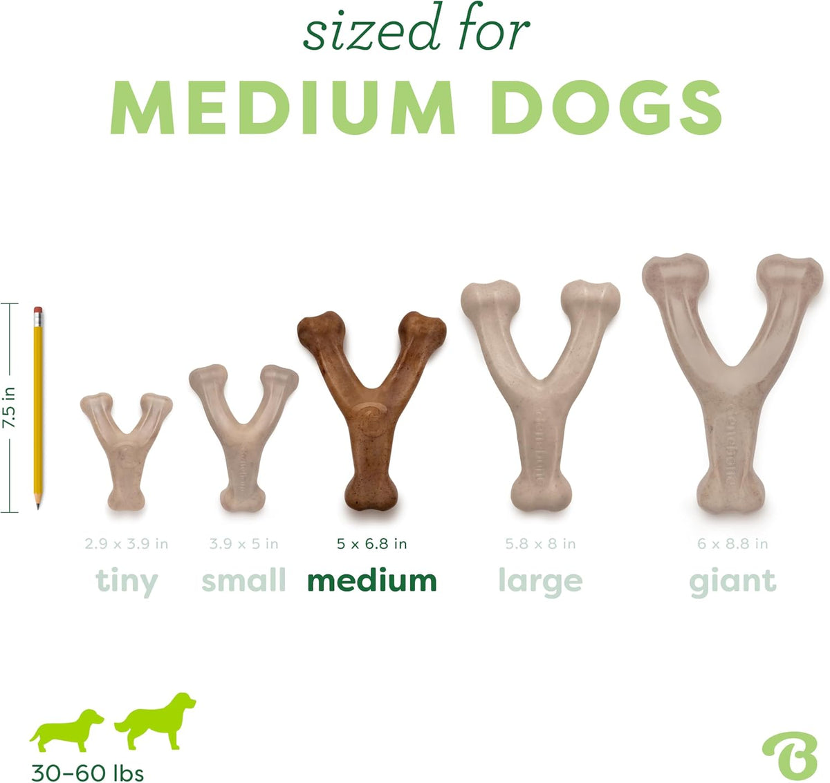 Benebone Wishbone Dog Chew Toy for Aggressive Chewers, Real Bacon, Medium