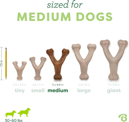 Benebone Wishbone Dog Chew Toy for Aggressive Chewers, Real Bacon, Medium