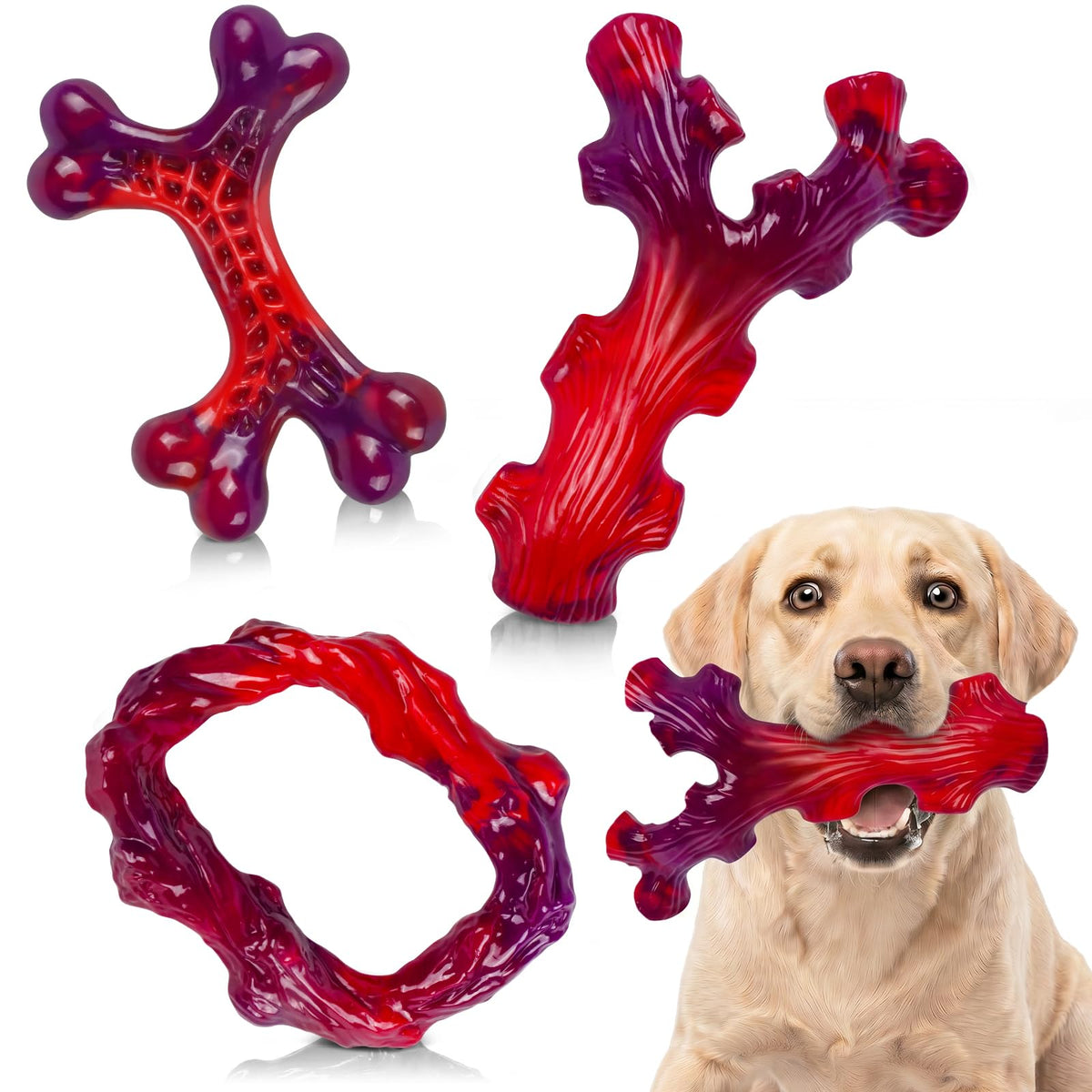 Frienhund Tough Dog Toys for Aggressive Chewers 3 Pack, Indestructible Dog Toys for Large Dogs, Dog Chew Toys, Aggressive Chew Toys to Keep Them Busy, Dog Toy for 30-75lbs Medium/Large Breeds