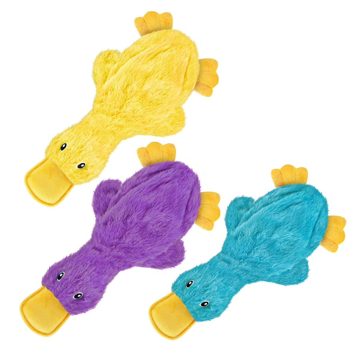 Best Pet Supplies Interactive Squeaky Dog Toy - Crinkle Duck, Blue