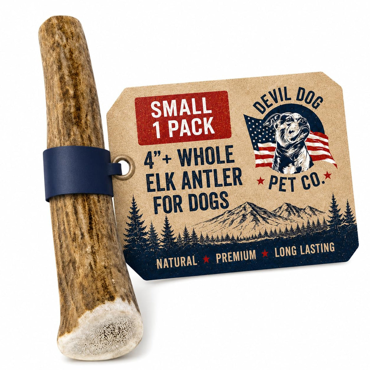 Devil Dog Pet Co Whole Elk Antlers for Dogs, XL, Aggressive Chewers