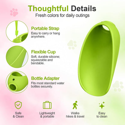 2-Pack Foldable Silicone Dog Water Bowls, Leak-Resistant Travel Bowls