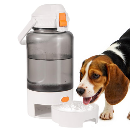 50oz Outdoor Dog Water Bottle - Leakproof Pet & Human Water Dispenser with Handle, Portable for Travel, Hiking, Camping, Beach - Must-Have BPA-Free Gear for Active Dogs (White)
