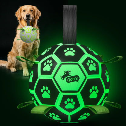 QDAN Dog Toys Dog Balls, 6 Inch Dog Soccer Ball with Straps, Herding Balls