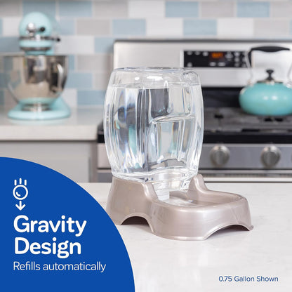 Petmate Pet Cafe Gravity Water Dispenser, 0.75 GAL, Pearl Gray