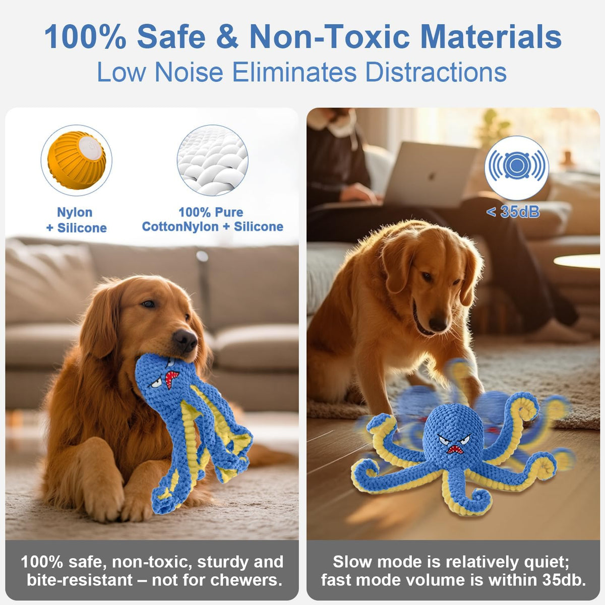 Interactive Dog Toys Octopus to Keep Them Busy(Blue)