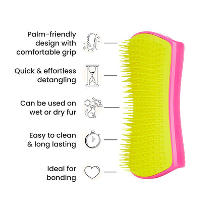 Pet Teezer Detangling Dog Brush for Long Hair Breeds, Large, Pink & Yellow