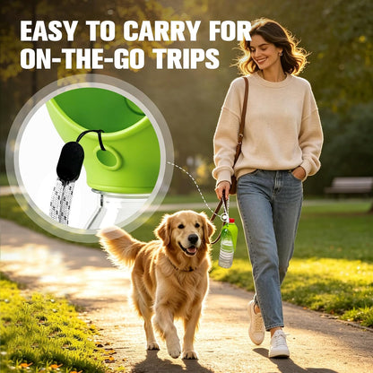 Portable Dog Water Bottle Attachment, Foldable Dog Water Bowl for Walks
