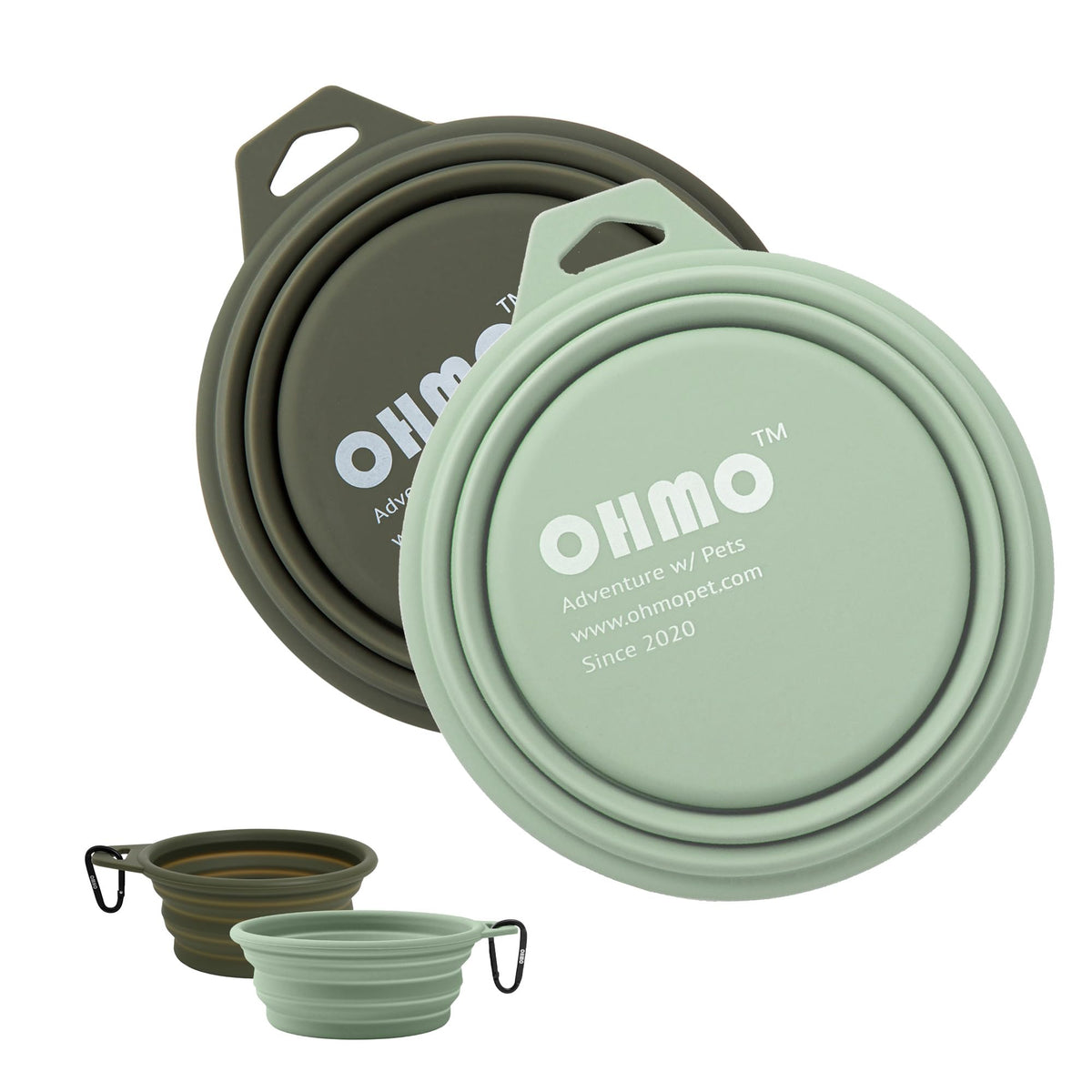 OHMO Collapsible Dog Bowls for Pet Travel, 12oz, 2pcs, Coral&Brick Red