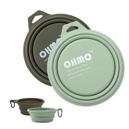 OHMO Collapsible Dog Bowls for Pet Travel, 12oz, 2pcs, Coral&Brick Red