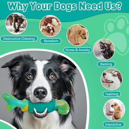 BIKIISEN Dog Toys for Aggressive Chewers, Squeaky Tough Chew Toys