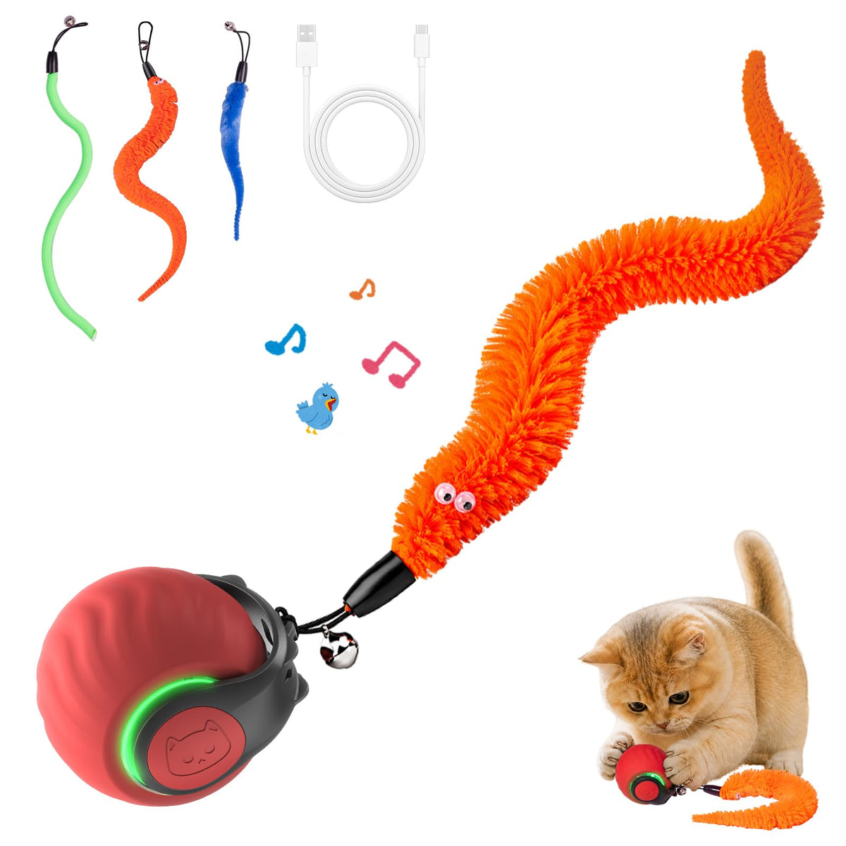 2026 Interactive Cat Toys with Bird Sounds & 3 Modes for Indoor Cats Play