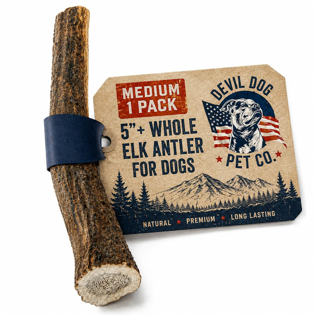 Devil Dog Pet Co Whole Elk Antlers for Dogs, XL, Aggressive Chewers