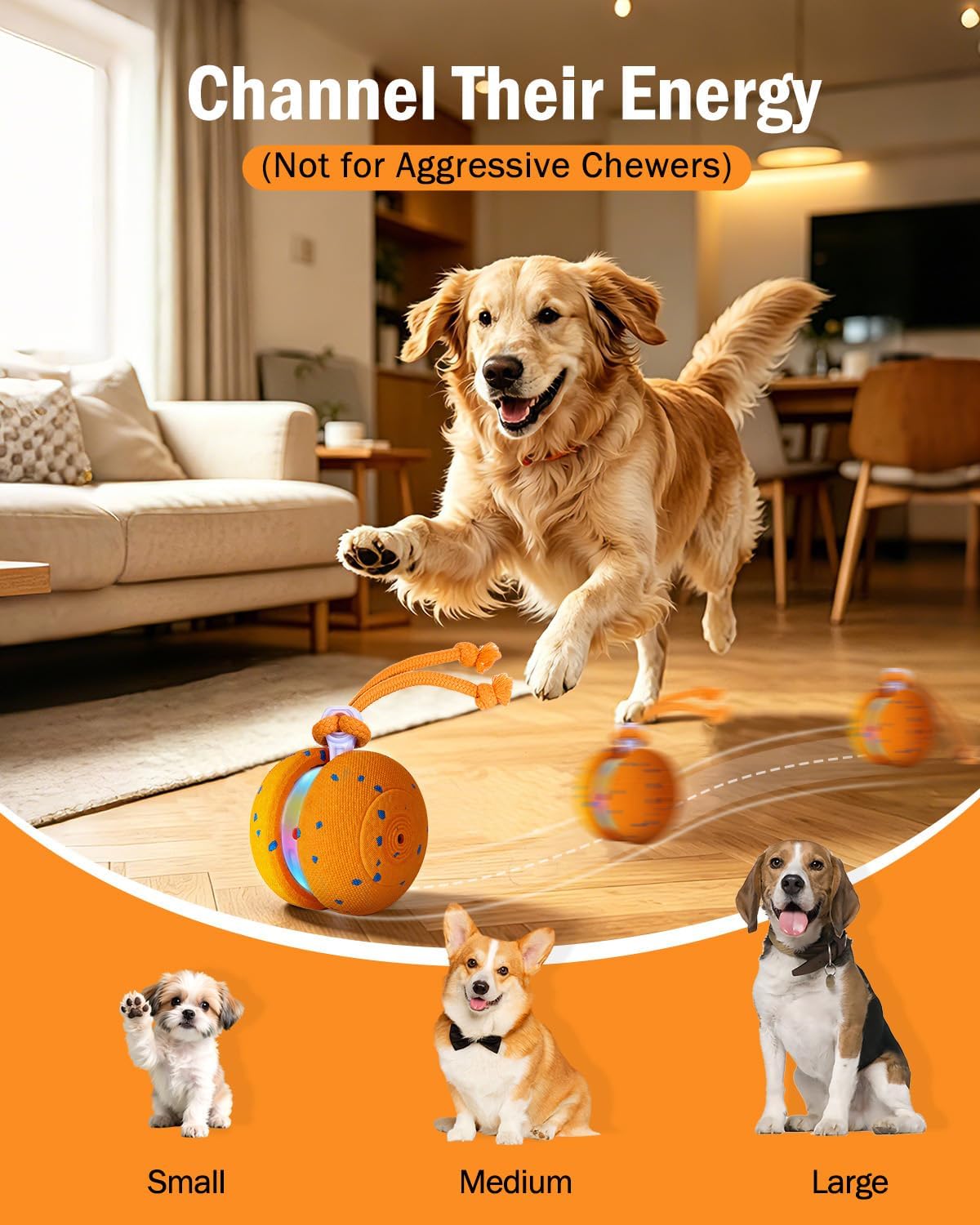 osou Interactive Dog Toy, Automatic Moving Dog Ball Toy with 2 Speed Modes