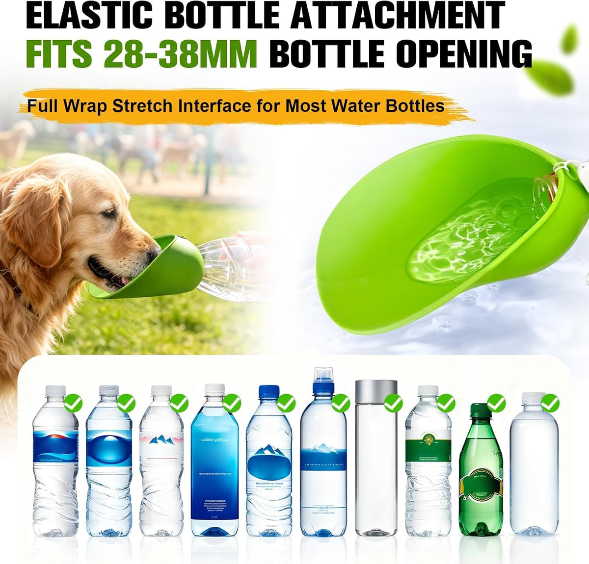 2pcs Portable Dog Water Bottle Attachment, Pet Water Bowl for Walks