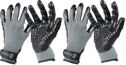 H HANDSON Pet Grooming Gloves - Patented #1 Ranked, Award Winning Shedding, Bathing, & Hair Remover Gloves - Gentle Brush for Cats, Dogs, and Horses (Grey, Medium)