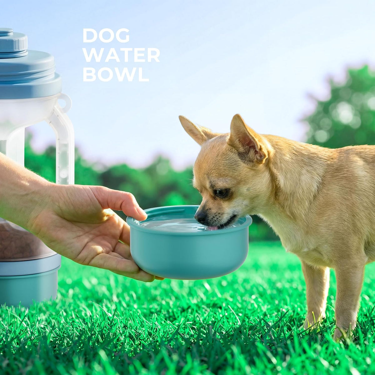 Dog Water Bottle Portable 20.3oz with Food Container & 2 Bowls