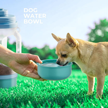 Dog Water Bottle Portable 20.3oz with Food Container & 2 Bowls