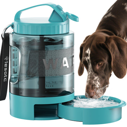 lesotc Portable Dog Water Bowl Dispenser - 77oz Travel Water Bottle