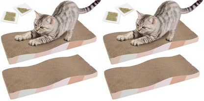 SIDAZON Cat Scratching Board cat Scratcher Cat Scratch Pad Cardboard cat scratchers for Indoor Cats Reversible Large Wide Corrugated with Catnip(2pcs)