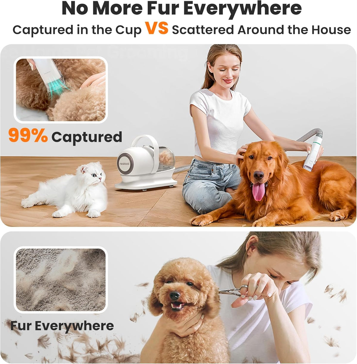 Neakasa P1 Pro Dog Grooming Vacuum, 6-in-1 Kit, 2-Year Protection Plan