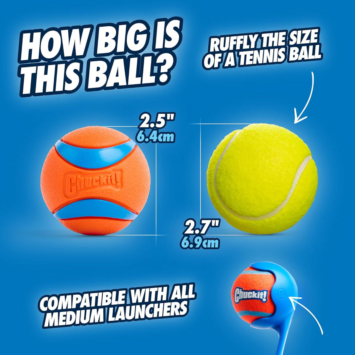 Chuckit! Ultra Ball Dog Toy, Durable Rubber, Medium 2.5-in, 2 Pack