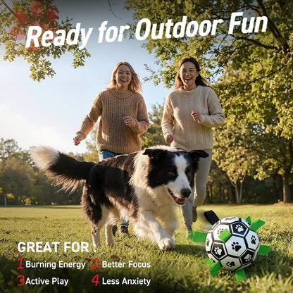 QDAN Dog Toys Dog Balls, 6 Inch Dog Soccer Ball with Straps, Herding Balls
